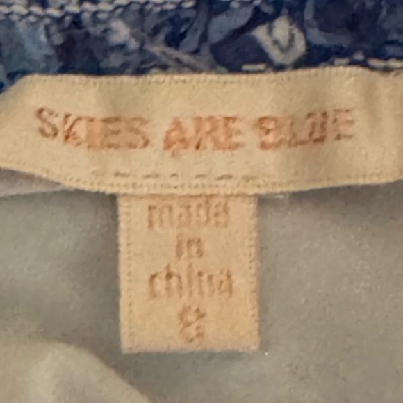 H-73 Skies Are Blue White & Blue Asymmetric Ruffled Lined MIDI Dress Size 8‎ - Picture 9 of 14